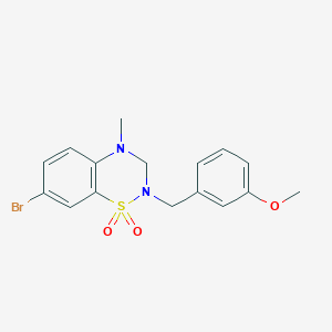 molecular formula C16H17BrN2O3S B2371405 7-bromo-2-[(3-methoxyphenyl)methyl]-4-methyl-3,4-dihydro-2H-1lambda6,2,4-benzothiadiazine-1,1-dione CAS No. 1955498-83-5