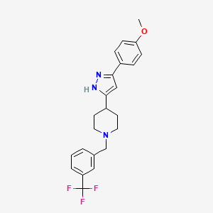 4-[3-(4-methoxyphenyl)-1H-pyrazol-5-yl]-1-[[3-(trifluoromethyl)phenyl]methyl]piperidine