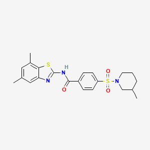 molecular formula C22H25N3O3S2 B2371409 N-(5,7-dimethylbenzo[d]thiazol-2-yl)-4-((3-methylpiperidin-1-yl)sulfonyl)benzamide CAS No. 896676-80-5