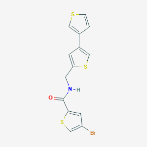 molecular formula C14H10BrNOS3 B2371413 4-Bromo-N-[(4-thiophen-3-ylthiophen-2-yl)methyl]thiophene-2-carboxamide CAS No. 2379985-83-6