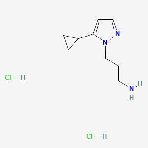 molecular formula C9H17Cl2N3 B2371415 3-(5-环丙基吡唑-1-基)丙烷-1-胺；二盐酸盐 CAS No. 2260930-79-6