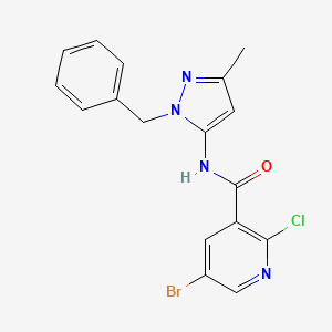 molecular formula C17H14BrClN4O B2371427 N-(1-benzyl-3-methyl-1H-pyrazol-5-yl)-5-bromo-2-chloropyridine-3-carboxamide CAS No. 1376391-62-6