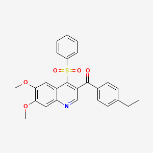 molecular formula C26H23NO5S B2371434 (6,7-Dimethoxy-4-(phenylsulfonyl)quinolin-3-yl)(4-ethylphenyl)methanone CAS No. 866812-94-4