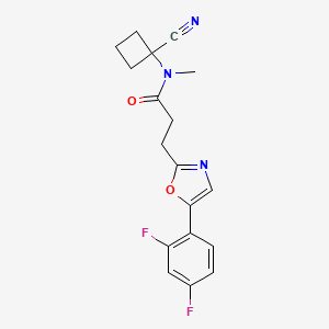 molecular formula C18H17F2N3O2 B2371437 N-(1-cyanocyclobutyl)-3-[5-(2,4-difluorophenyl)-1,3-oxazol-2-yl]-N-methylpropanamide CAS No. 1252336-34-7