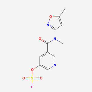molecular formula C11H10FN3O5S B2371440 3-[(5-Fluorosulfonyloxypyridine-3-carbonyl)-methylamino]-5-methyl-1,2-oxazole CAS No. 2418693-27-1