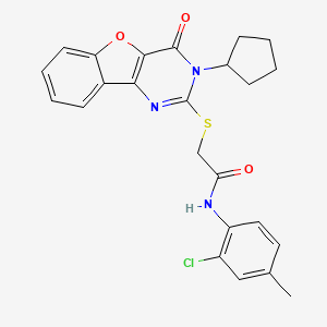 molecular formula C24H22ClN3O3S B2371441 N-(2-氯-4-甲基苯基)-2-((3-环戊基-4-氧代-3,4-二氢苯并呋并[3,2-d]嘧啶-2-基)硫代)乙酰胺 CAS No. 899986-32-4