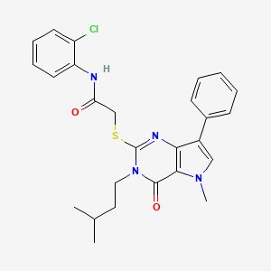 molecular formula C26H27ClN4O2S B2371445 N-(2-chlorophenyl)-2-((3-isopentyl-5-methyl-4-oxo-7-phenyl-4,5-dihydro-3H-pyrrolo[3,2-d]pyrimidin-2-yl)thio)acetamide CAS No. 1115458-33-7