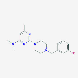 molecular formula C18H24FN5 B2371448 2-[4-[(3-Fluorophenyl)methyl]piperazin-1-yl]-N,N,6-trimethylpyrimidin-4-amine CAS No. 2415461-48-0
