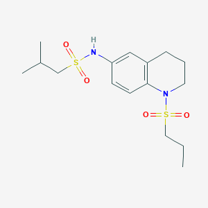 molecular formula C16H26N2O4S2 B2371451 2-methyl-N-(1-(propylsulfonyl)-1,2,3,4-tetrahydroquinolin-6-yl)propane-1-sulfonamide CAS No. 946284-29-3