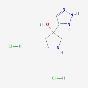 molecular formula C6H12Cl2N4O B2371453 3-(1H-1,2,3-triazol-4-yl)pyrrolidin-3-ol dihydrochloride CAS No. 1803602-23-4