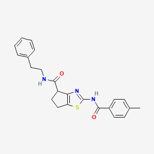 molecular formula C23H23N3O2S B2371456 N-(2-phénéthyl)-2-(4-méthylbenzoylamino)-5,6-dihydro-4H-cyclopenta[d]thiazole-4-carboxamide CAS No. 941926-54-1