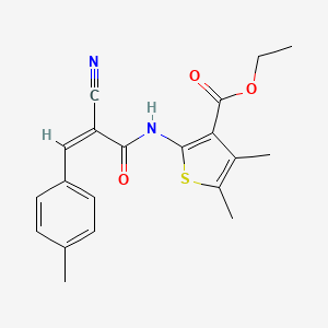 molecular formula C20H20N2O3S B2371486 (Z)-ethyl 2-(2-cyano-3-(p-tolyl)acrylamido)-4,5-dimethylthiophene-3-carboxylate CAS No. 300813-42-7