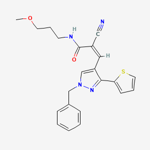 molecular formula C22H22N4O2S B2371488 (Z)-3-(1-Benzyl-3-thiophen-2-ylpyrazol-4-yl)-2-cyano-N-(3-methoxypropyl)prop-2-enamide CAS No. 1211960-90-5