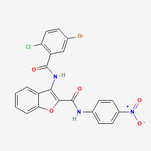 molecular formula C22H13BrClN3O5 B2371495 3-(5-溴-2-氯苯甲酰胺)-N-(4-硝基苯基)苯并呋喃-2-甲酰胺 CAS No. 887898-80-8