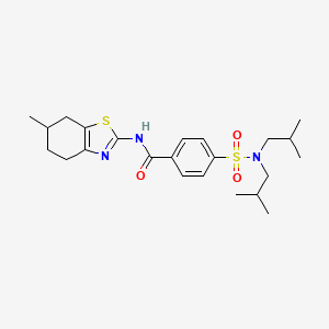 molecular formula C23H33N3O3S2 B2371499 4-[bis(2-methylpropyl)sulfamoyl]-N-(6-methyl-4,5,6,7-tetrahydro-1,3-benzothiazol-2-yl)benzamide CAS No. 361478-97-9