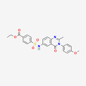 molecular formula C25H23N3O6S B2371501 ethyl 4-(N-(3-(4-methoxyphenyl)-2-methyl-4-oxo-3,4-dihydroquinazolin-6-yl)sulfamoyl)benzoate CAS No. 1105238-88-7