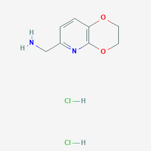 molecular formula C8H12Cl2N2O2 B2371502 2,3-二氢-[1,4]二氧杂环[2,3-b]吡啶-6-基甲胺；二盐酸盐 CAS No. 2418658-73-6