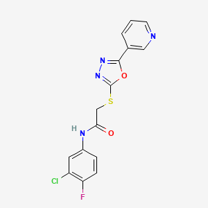 molecular formula C15H10ClFN4O2S B2371514 N-(3-chloro-4-fluorophenyl)-2-[(5-pyridin-3-yl-1,3,4-oxadiazol-2-yl)sulfanyl]acetamide CAS No. 905502-60-5