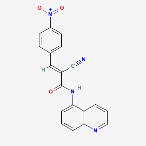 molecular formula C19H12N4O3 B2371520 (E)-2-cyano-3-(4-nitrophenyl)-N-quinolin-5-ylprop-2-enamide CAS No. 496021-85-3