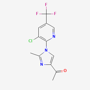 molecular formula C12H9ClF3N3O B2371533 1-{1-[3-氯-5-(三氟甲基)-2-吡啶基]-2-甲基-1H-咪唑-4-基}-1-乙酮 CAS No. 250714-14-8