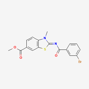 molecular formula C17H13BrN2O3S B2371534 2-(3-溴苯甲酰基)亚氨基-3-甲基-1,3-苯并噻唑-6-甲酸甲酯 CAS No. 865545-22-8