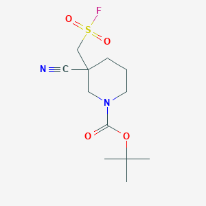molecular formula C12H19FN2O4S B2371551 Tert-butyl 3-cyano-3-(fluorosulfonylmethyl)piperidine-1-carboxylate CAS No. 2361645-21-6