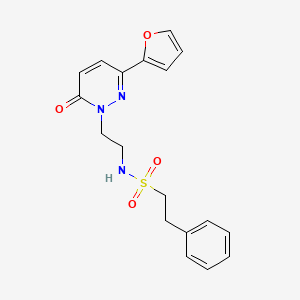 N-(2-(3-(furan-2-yl)-6-oxopyridazin-1(6H)-yl)ethyl)-2-phenylethanesulfonamide