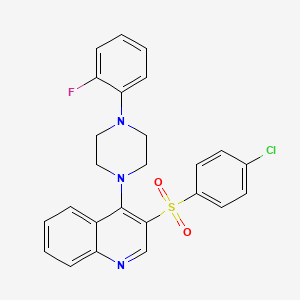 molecular formula C25H21ClFN3O2S B2371559 3-(4-Chlorophenyl)sulfonyl-4-[4-(2-fluorophenyl)piperazin-1-yl]quinoline CAS No. 866895-41-2