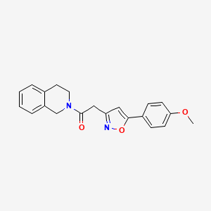 molecular formula C21H20N2O3 B2371561 1-(3,4-dihydroisoquinolin-2(1H)-yl)-2-(5-(4-methoxyphenyl)isoxazol-3-yl)ethanone CAS No. 952986-99-1