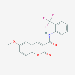 molecular formula C18H12F3NO4 B2371562 6-methoxy-2-oxo-N-(2-(trifluoromethyl)phenyl)-2H-chromene-3-carboxamide CAS No. 799266-02-7