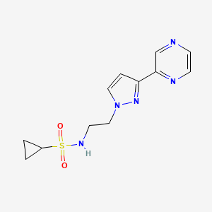 N-(2-(3-(pyrazin-2-yl)-1H-pyrazol-1-yl)ethyl)cyclopropanesulfonamide