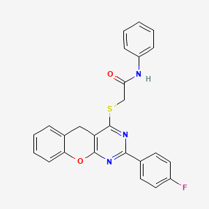 molecular formula C25H18FN3O2S B2371569 2-((2-(4-氟苯基)-5H-色烯并[2,3-d]嘧啶-4-基)硫代)-N-苯基乙酰胺 CAS No. 899760-63-5