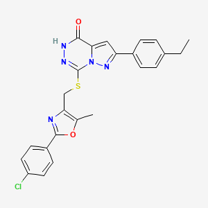 molecular formula C24H20ClN5O2S B2371573 7-({[2-(4-chlorophenyl)-5-methyl-1,3-oxazol-4-yl]methyl}thio)-2-(4-ethylphenyl)pyrazolo[1,5-d][1,2,4]triazin-4(5H)-one CAS No. 1223839-69-7