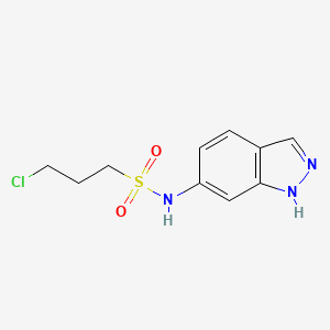 molecular formula C10H12ClN3O2S B2371579 3-chloro-N-(1H-indazol-6-yl)-1-propanesulfonamide CAS No. 1092345-50-0