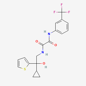 molecular formula C18H17F3N2O3S B2371580 N1-(2-cyclopropyl-2-hydroxy-2-(thiophen-2-yl)ethyl)-N2-(3-(trifluoromethyl)phenyl)oxalamide CAS No. 1396798-03-0