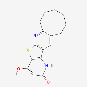 molecular formula C16H16N2O2S B2371588 4-hydroxy-7,8,9,10,11,12-hexahydrocycloocta[b]pyrido[2',3':4,5]thieno[3,2-e]pyridin-2(1H)-one CAS No. 290299-90-0