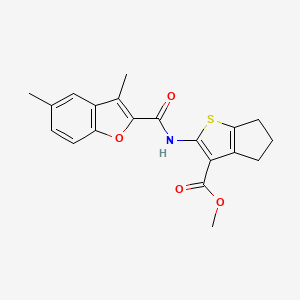 molecular formula C20H19NO4S B2371592 methyl 2-(3,5-dimethylbenzofuran-2-carboxamido)-5,6-dihydro-4H-cyclopenta[b]thiophene-3-carboxylate CAS No. 620585-97-9