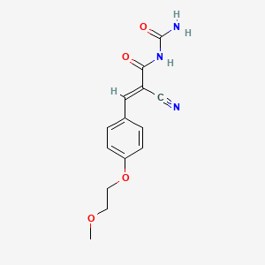 molecular formula C14H15N3O4 B2371599 (E)-N-Carbamoyl-2-cyano-3-[4-(2-methoxyethoxy)phenyl]prop-2-enamide CAS No. 1445765-18-3
