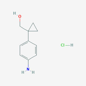 molecular formula C10H14ClNO B2371606 [1-(4-Aminophenyl)cyclopropyl]methanol;hydrochloride CAS No. 2361678-81-9