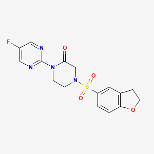 molecular formula C16H15FN4O4S B2371614 4-(2,3-Dihydro-1-benzofuran-5-sulfonyl)-1-(5-fluoropyrimidin-2-yl)piperazin-2-one CAS No. 2309188-48-3