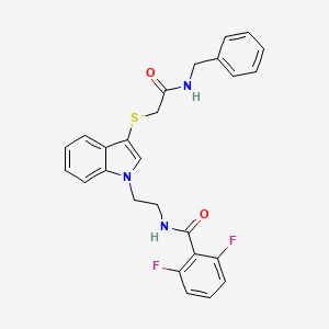 molecular formula C26H23F2N3O2S B2371620 N-(2-(3-((2-(benzylamino)-2-oxoethyl)thio)-1H-indol-1-yl)ethyl)-2,6-difluorobenzamide CAS No. 851714-54-0
