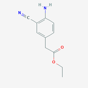 molecular formula C11H12N2O2 B2371621 Ethyl 2-(4-amino-3-cyanophenyl)acetate CAS No. 1427715-35-2