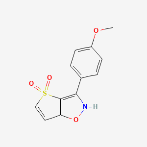 molecular formula C12H11NO4S B2371622 3-(4-Methoxyphenyl)-2,6a-dihydrothieno[2,3-d][1,2]oxazole 4,4-dioxide CAS No. 2137877-82-6