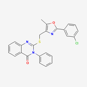 molecular formula C25H18ClN3O2S B2371627 2-(((2-(3-氯苯基)-5-甲基恶唑-4-基)甲基)硫代)-3-苯基喹唑啉-4(3H)-酮 CAS No. 1114827-47-2
