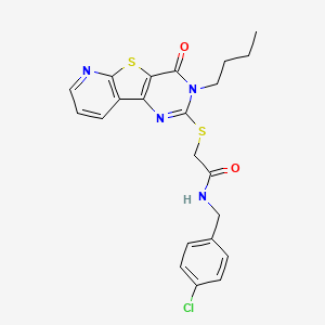 molecular formula C22H21ClN4O2S2 B2371629 2-((3-丁基-4-氧代-3,4-二氢吡啶并[3',2':4,5]噻吩并[3,2-d]嘧啶-2-基)硫代)-N-(4-氯苄基)乙酰胺 CAS No. 1251671-16-5