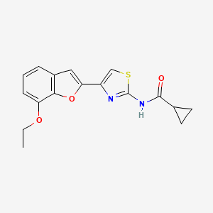 molecular formula C17H16N2O3S B2371630 N-(4-(7-エトキシベンゾフラン-2-イル)チアゾール-2-イル)シクロプロパンカルボンアミド CAS No. 921797-74-2