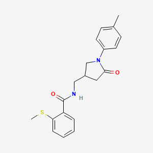 molecular formula C20H22N2O2S B2371635 2-(甲硫基)-N-((5-氧代-1-(对甲苯基)吡咯烷-3-基)甲基)苯甲酰胺 CAS No. 954676-47-2