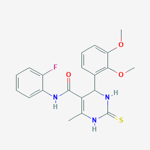 molecular formula C20H20FN3O3S B2371639 4-(2,3-二甲氧基苯基)-N-(2-氟苯基)-6-甲基-2-硫代-1,2,3,4-四氢嘧啶-5-羧酰胺 CAS No. 865591-77-1