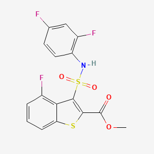 molecular formula C16H10F3NO4S2 B2371648 Methyl 3-{[(2,4-difluorophenyl)amino]sulfonyl}-4-fluoro-1-benzothiophene-2-carboxylate CAS No. 950446-11-4