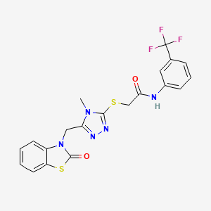 molecular formula C20H16F3N5O2S2 B2371649 2-((4-methyl-5-((2-oxobenzo[d]thiazol-3(2H)-yl)methyl)-4H-1,2,4-triazol-3-yl)thio)-N-(3-(trifluoromethyl)phenyl)acetamide CAS No. 847400-49-1